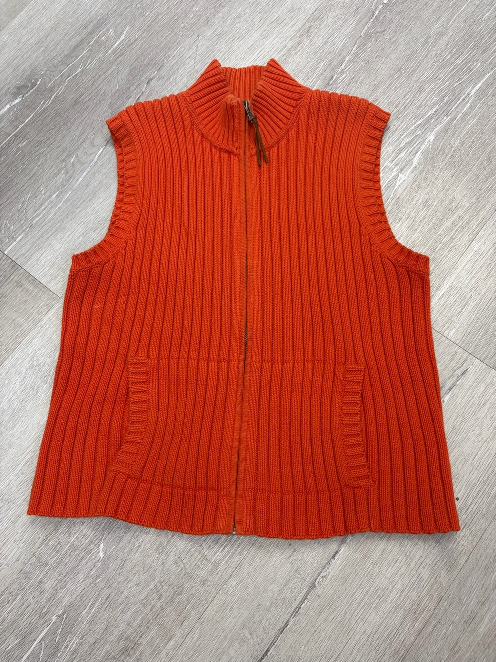 Ralph Lauren VINTAGE Orange Ribbed Sleeveless Zip Vest